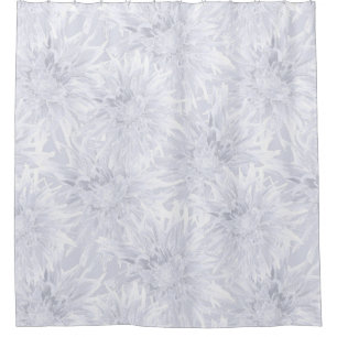 White with grey dahlias. Shower Curtain