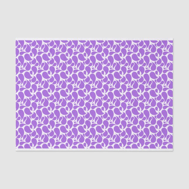 WHITE WITH LAVENDER PAISLEY PATTERNS TISSUE PAPER (Front)