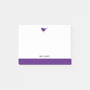 White with Little Purple Bird & Border + Name Post-it Notes