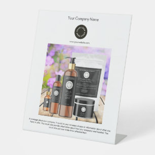 White with Logo and Photo Small Business Pedestal Sign