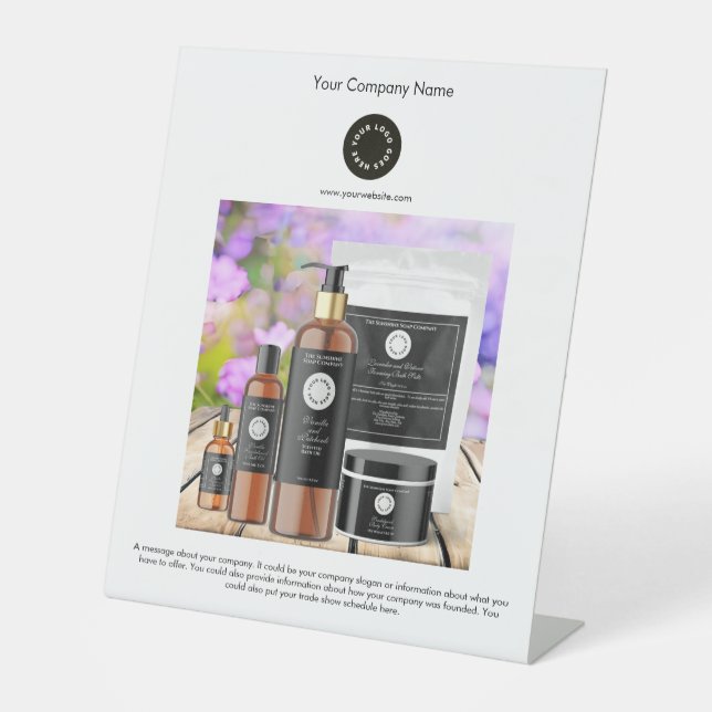 White with Logo and Photo Small Business  Pedestal Sign (Front)