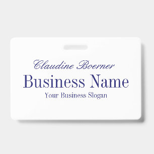 White with Midnight Blue Text - Both Sides ID Badge