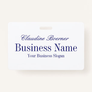 White with Midnight Blue Text - Both Sides ID Badge