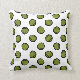 White with Moss Green Circles / Dots Cushion