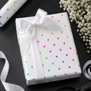 White with Multicolour Polka Dots  Wrapping Paper
