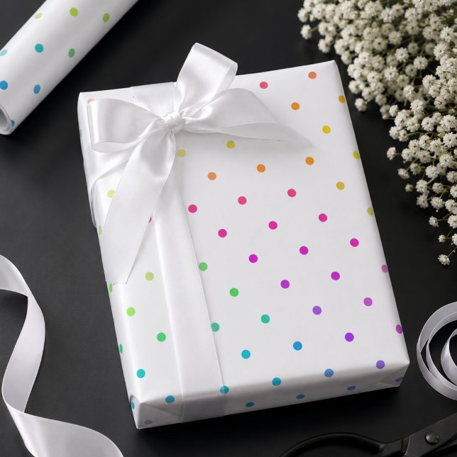 White with Multicolour Polka Dots  Wrapping Paper (Creator Uploaded)