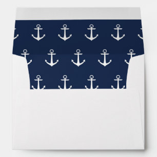 White with Nautical Anchor Lined Envelope