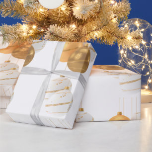White With Ornaments Wrapping Paper