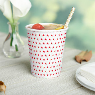 WHITE WITH PATRIOTIC RED STARS PAPER CUPS