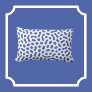White with Periwinkle Blue Jelly Bean like shapes Lumbar Cushion