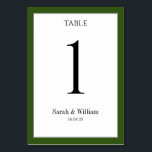 White With Pine Forest Green Border Wedding Table Number<br><div class="desc">A classic pine forest green and white wedding table number card that can be customised with any table number. The graphics appear on both sides of this card.</div>