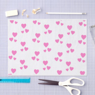 White with pink hearts tissue paper