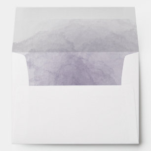 White with Purple Watercolor Lined Envelope
