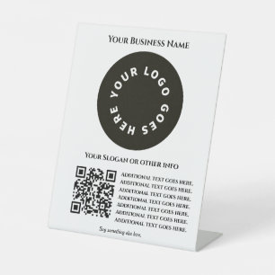 White with QR code add your own text and logo Pedestal Sign