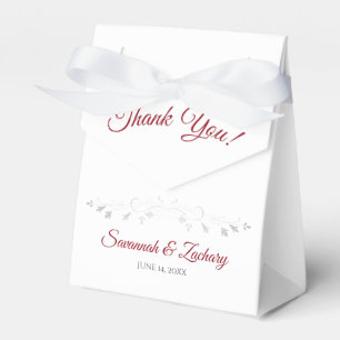 White with Red Simple Elegant Wedding Thank You Favour Box