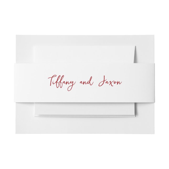 White with Red Text of Your Choice Invitation Belly Band (Front Example)