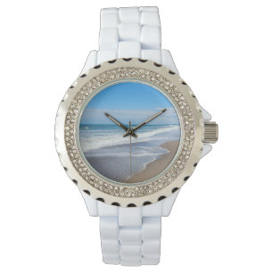 White with rhinestone accented face womens E Watch