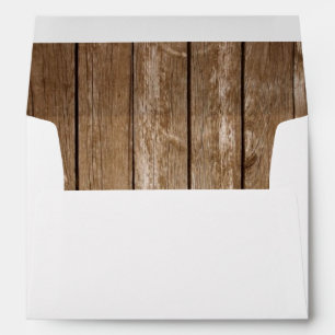 White with Rustic Wood Lined Envelope