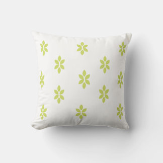 White With Tiny Green Leaves Decorative Pillow
