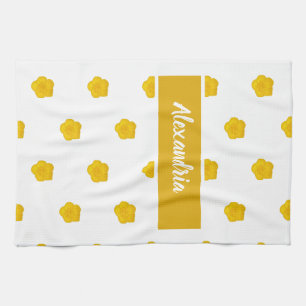 White With Yellow Wildflower Photos Custom Name Tea Towel