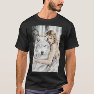 White Wolf and Girl T-Shirt