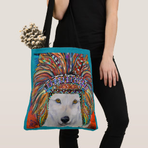 White Wolf Art Tote Bag