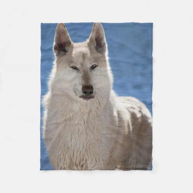 White Wolf Fleece Blanket (Front)