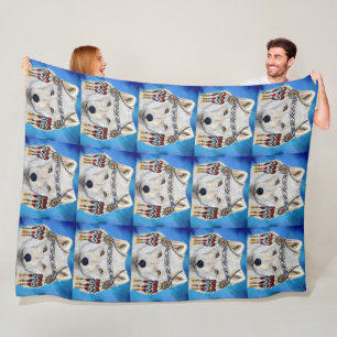 White Wolf Fleece Blanket