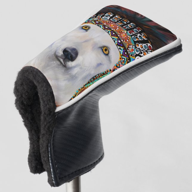 White Wolf Golf Head Cover (3/4 Front)
