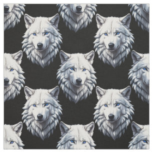 White Wolf Head Pattern Design Fabric