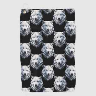 White Wolf Head Pattern Design Golf Towel