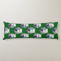 White Wolf Head Pattern Design Green