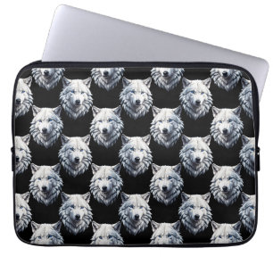 White Wolf Head Pattern Design  Laptop Sleeve