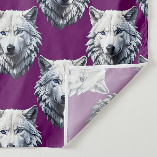 White Wolf Head Pattern Design Purple  Fabric (Creator Uploaded)