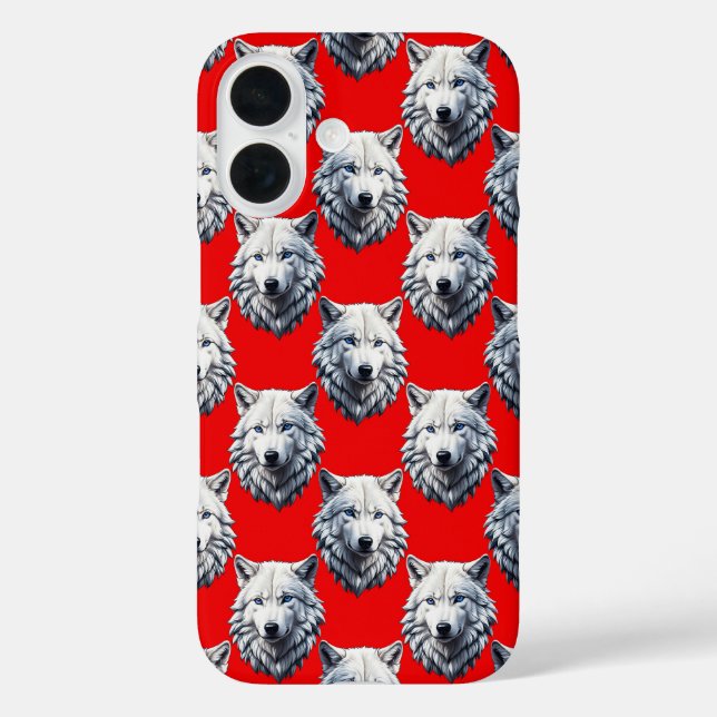 White Wolf Head Pattern Design - Red  Case-Mate iPhone Case (Back)