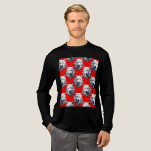 White Wolf Head Pattern Design - Red Tri-Blend Shirt