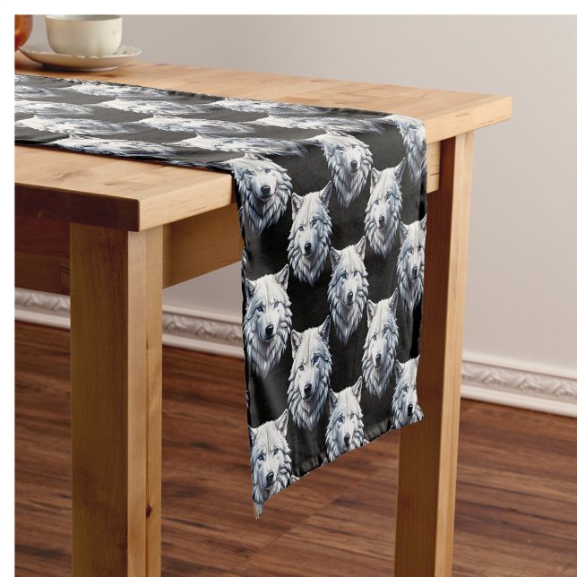 White Wolf Head Pattern Design  Short Table Runner (Creator Uploaded)