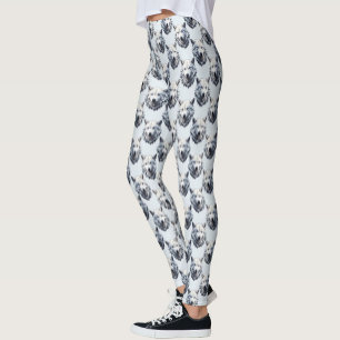 White Wolf Head Pattern Design - White Leggings