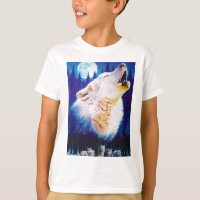 White Wolf Howling at the Full Blue Moon