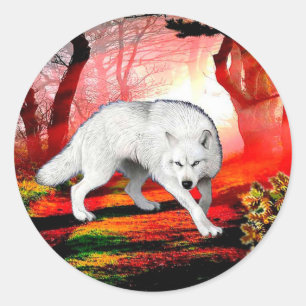 White Wolf In A Remote Location Classic Round Sticker