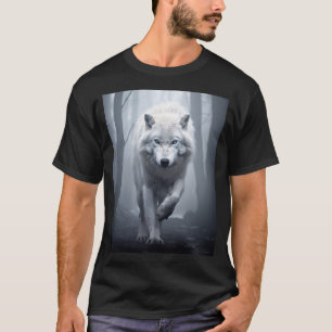 White Wolf in Foggy Forest T-Shirt