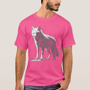 White Wolf In Pixels Animal Art Motif Wolf T-Shirt
