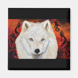 White Wolf Kokopelli Magnet
