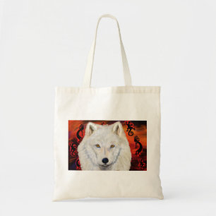 White Wolf Kokopelli Tote Bag