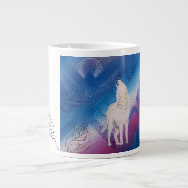 white wolf large coffee mug (Front)