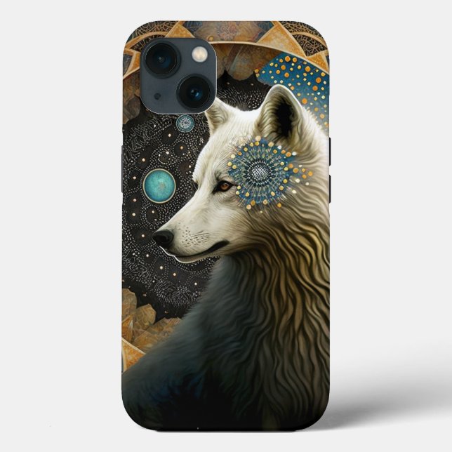 White Wolf Mandala Case-Mate iPhone Case (Back)