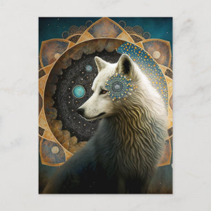 White Wolf Mandala Postcard