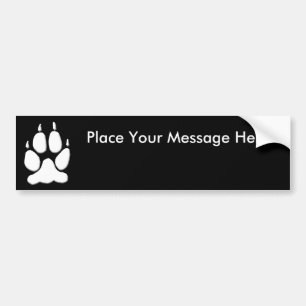 White Wolf Paw Print Bumper Sticker