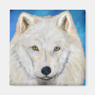 White Wolf Portrait Magnet