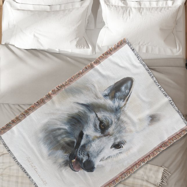 White Wolf Portrait Throw Blanket (Creator Uploaded)